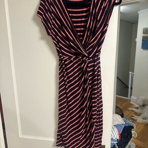 Motherhood Blue and Pink Asymmetrical Wrap Dress